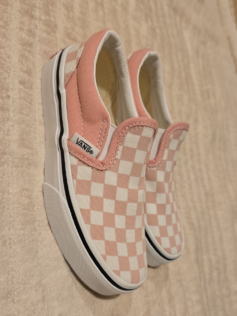 Vans Pink & White Checkerboard Slip-On Shoes